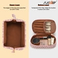 thumbnail image 3 of SUOSDEY Double Layer Makeup Bag Checkered Cosmetic Travel Bag for Women Men Organizers with Handle, 3 of 8
