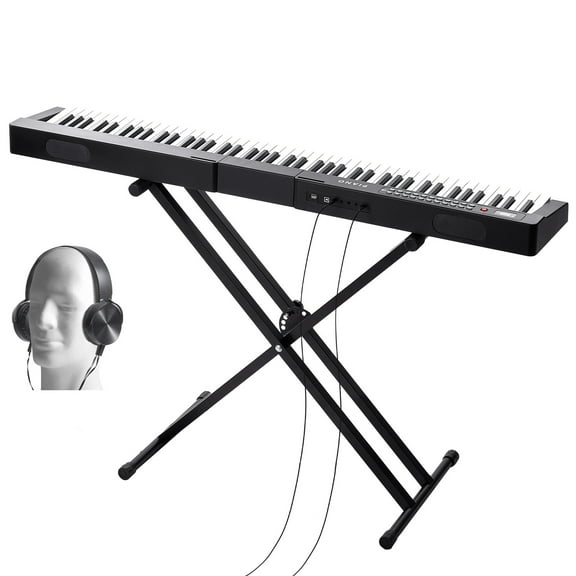 KFFKFF Digital Piano Keyboard with 88 Semi-Weighted Keys, Comprehensive Electric Keyboard Piano Kit including Adjustable Stand, Inbuilt Speakers, Sustain Pedal, Headphones, and Bluetooth MIDI USB