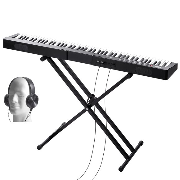 KFFKFF 88-Key Electric Piano Keyboard Set, Semi-Weighted, Full-Size with Bluetooth MIDI USB, Includes Adjustable Stand, Built-In Speakers, Sustain Pedal, and Headphones for Novices
