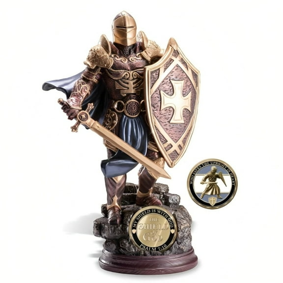 The Bradford Exchange "Shield of God" The Lord's Strength Collection Issue #7 Biblical Inspired Armor Knight Religious Sculpture 12-inches