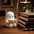 thumbnail image 4 of HOZVOMI Cute White Reading Ghost Figurine 3in Mini Spooky Kawaii Ghost Statue, Resin Halloween Ornament for Desktop Shelf Table Home Office Decor, Gift for Book Lovers, 4 of 6