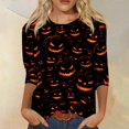thumbnail image 7 of Womens Casual Halloween 3/4 Sleeve Crew Neck Tee Shirts Pumpkin Shirts Thanksgiving Fall Tops, 7 of 7