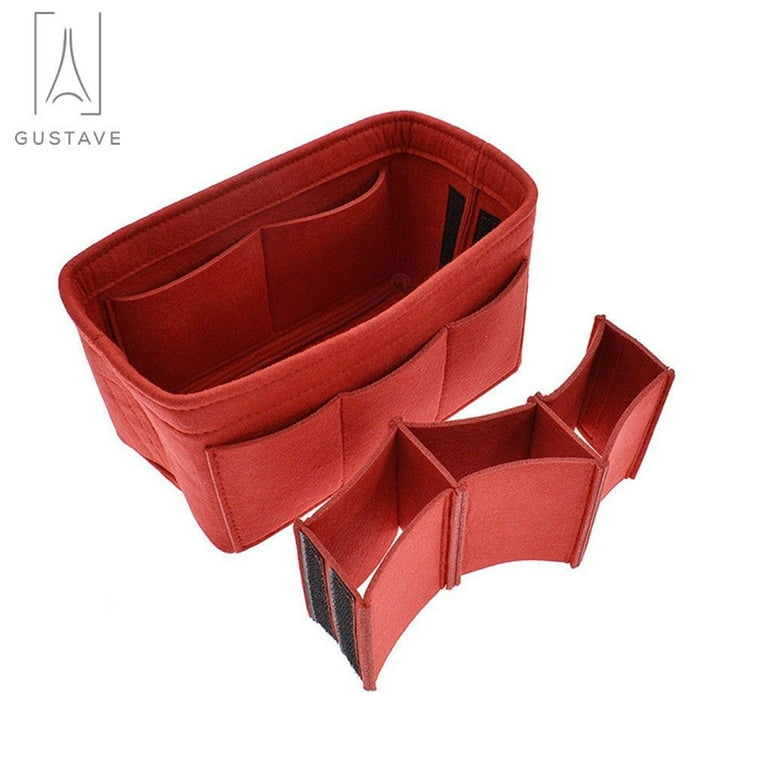 Gustave Felt Insert Bag Organizer Makeup Purse Bag in Bag Handbag Tote Shaper for Speedy Neverfull Tote, 11.8*6.2*6.2 inch, Red, Adult Unisex, Size