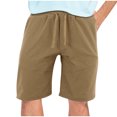 thumbnail image 2 of Sentmoon Cargo Shorts for Men Elastic Waist Straight 2025 Summer Golf Shorts Drawstring Solid Color Breathable Swim Trunks with Pockets Athleisure for Running Workout Khaki L, 2 of 7