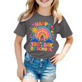 thumbnail image 2 of Letdown Happy 100 Days of School T-Shirt Kids Short Sleeve Tops Cute Graphic Tee for Toddler Boys Girls (Grey,8-9 Years), 2 of 4