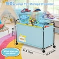 thumbnail image 2 of Extra Large Toy Box, 180L Toy Storage Organizer with Wheels, Metal & Oxford Cloth Toy Chest With Handle, Toy Box for Living Room Area, Nursery, Bedroom, Playroom, Toy Boxes for Boys, Girls, Kids, 2 of 14