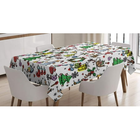 

WISH TREE Dessert Tablecloth Repeating Pattern of Yummy Cupcakes with Rose and Cherry Toppers on Hearts Backdrop Rectangular Table Cover for Dining Room Kitchen Deco