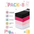 thumbnail image 6 of EALLCO Girls Crew Socks 8 Pairs Stripe Multicolor Soft Breathable Uniform Casual Socks for Ages 4‑10 Kids, 6 of 9