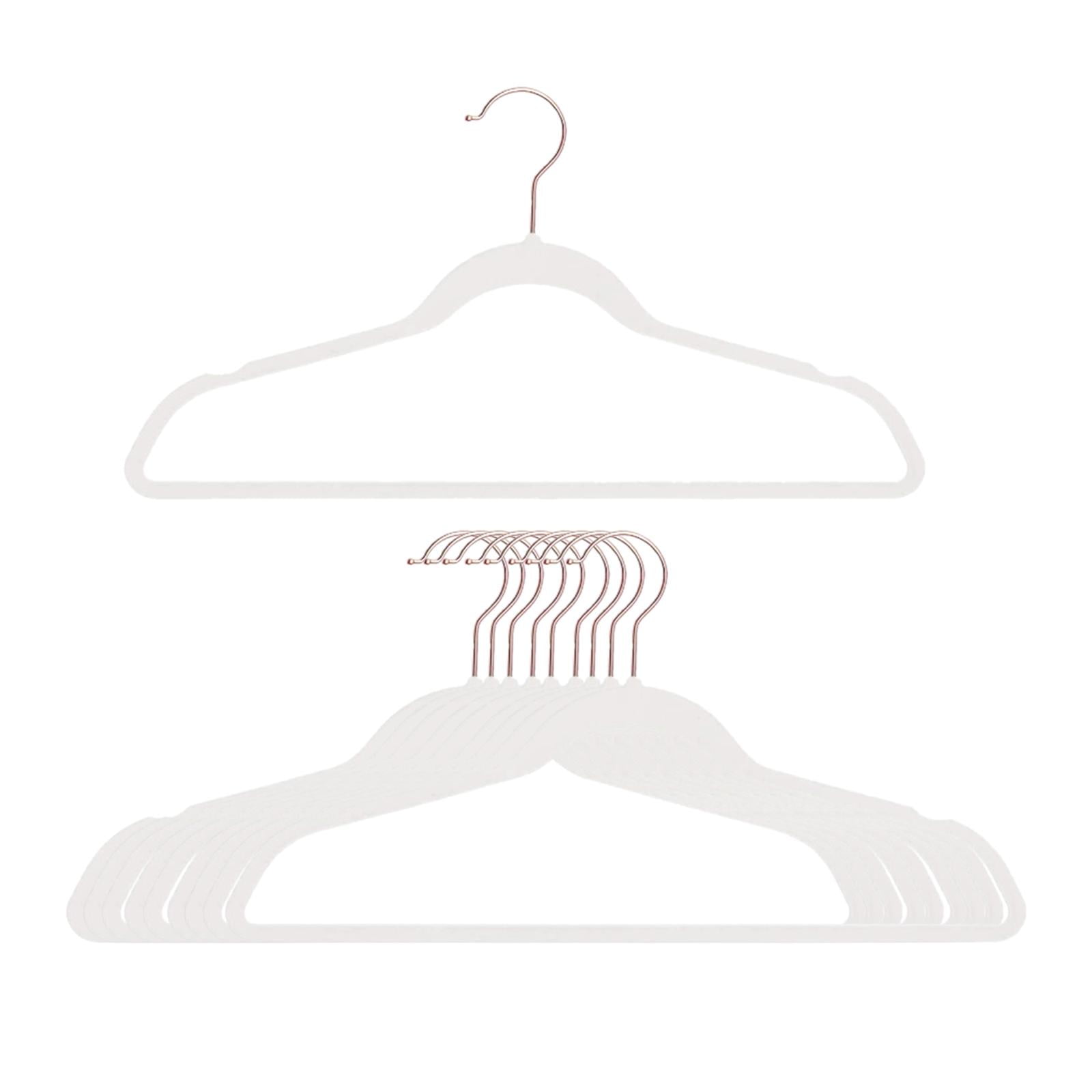 10Pcs Flocked Clothes Hangers Wardrobe Organizer Outfits Non Slip