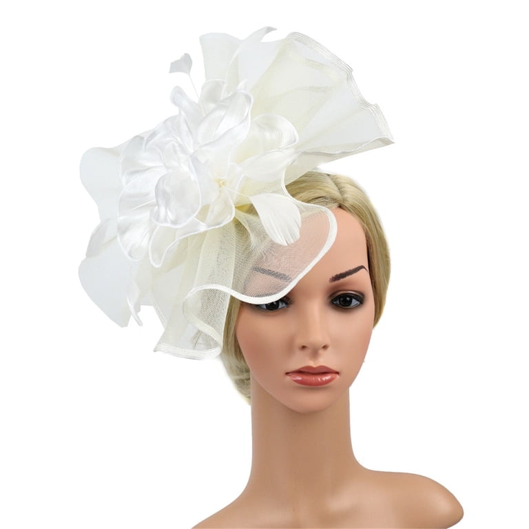 Dual Use Hair Clip Headband Fascinator, Feather Mesh Party  display picture 1