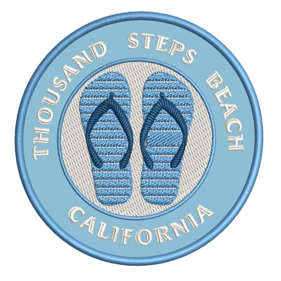Thousand Steps Beach, California 3.5 Inch Iron Or Sew On Embroidered Fabric Badge Patch Ocean Beach, Salt Life Iconic Series