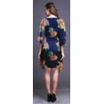 thumbnail image 2 of Bimba Navy Blue Floral Tropical Leaves & Ladies Kaftan Holiday Loungewear Midi Dress Beach Coverup-4X-5X, 2 of 5