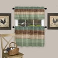 thumbnail image 3 of Curtain Tier and Valance Set 3 Piece Semi Sheer Rod Pocket Valance Small Half Window Tier Curtains Retro Rustic Old Farm Barn Wooden Texture Green Valances for Kitchen, 3 of 5
