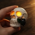 thumbnail image 6 of Halloween Skeleton Head Decor Halloween Party Decorations Spooky Home Decor Durable Resin Skull with Black and Red Rose Accents Gothic Home Decor Day of The Dead Decor for Indoor, 6 of 7