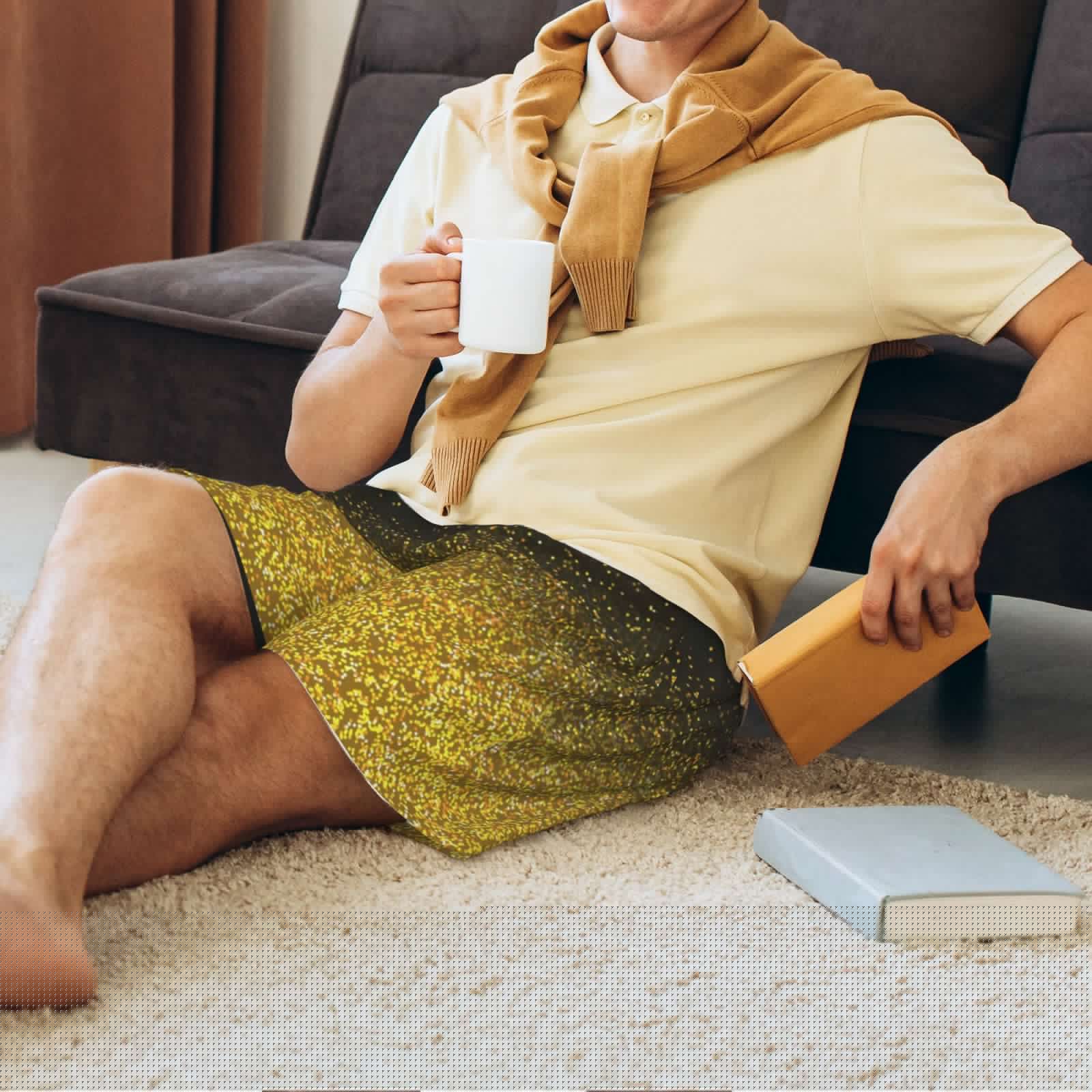 thumbnail image 4 of Daiia Gold Glitter Gradient Mens Woven Stretch Pajama Short,Short Pajama Pants-4X-Large, 4 of 9