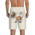 thumbnail image 3 of Kdxio Brown Cat Cartoon Print Mens Sleep Shorts Bottoms Soft Comfy Pajama Wear Pants with Drawstring Pockets, 3 of 7