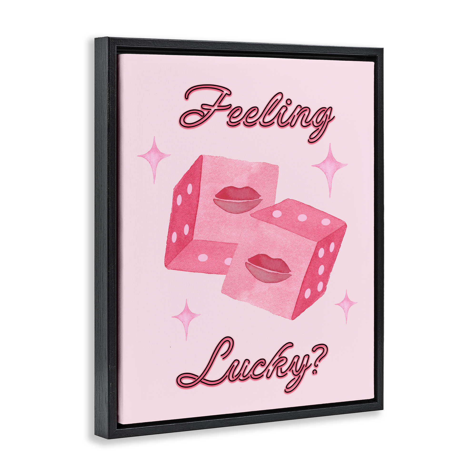 Feeling Lucky? Dice Black Framed Floater Canvas Wall Art, design by Nina Jacobs
