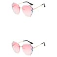 thumbnail image 1 of Sonducket Gafas de sol sin marco de PC para mujer - Protección 400 Cara ovalada Gafas de sol cuadradas con diamantes de imitación Type5 NO5, 1 of 6