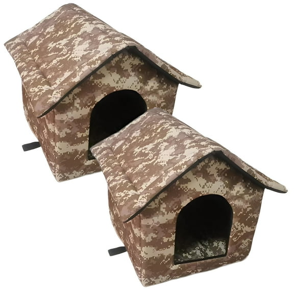 BESTSKY 2Pcs Cat House,Windproof and Rainproof Outdoor Cat House,Protects Pets From Elements Heated Cat House for Outside,Style1