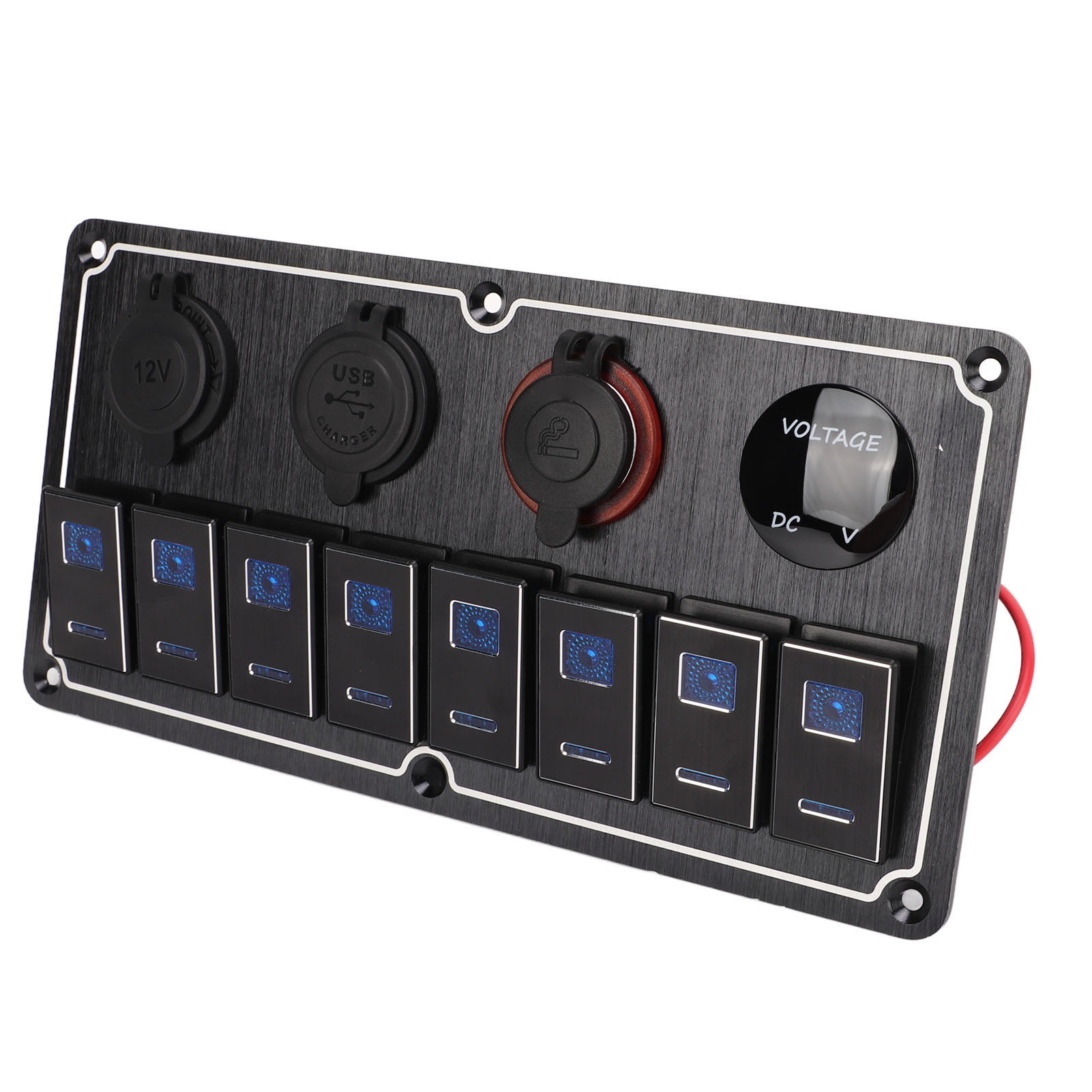 Marine Boat Switch Panel, 5 Pin 2 Blue LEDs 8 Gang Overload Protection