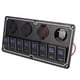 thumbnail image 2 of Panel de interruptor basculante de 8 bandas, 12 a 24V, 2 LED azules con pegatina DIY, 5 pines, resistente al agua para coches, casas rodantes, yates, barcos, 2 of 12