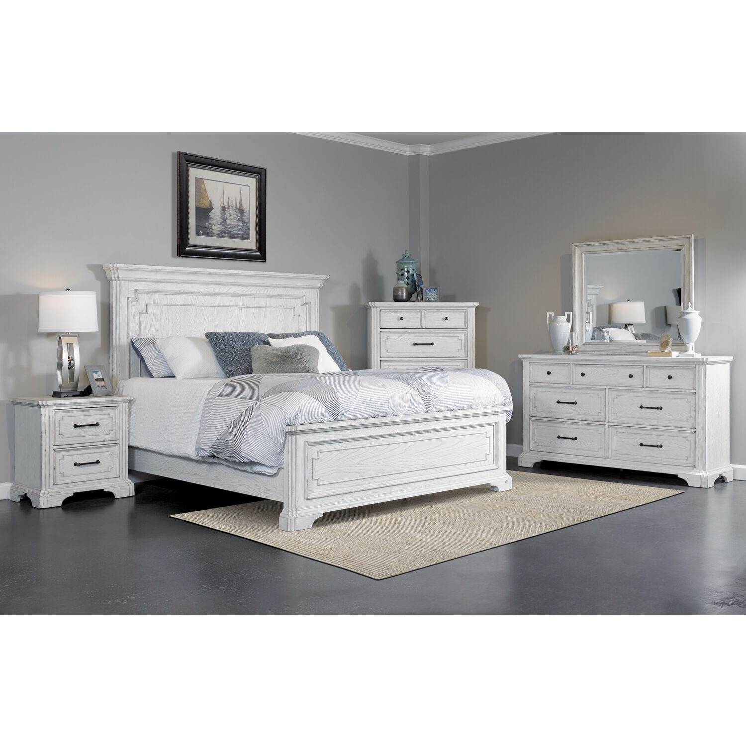 Alpine Furniture Clara Wood 7 Drawer Dresser in White