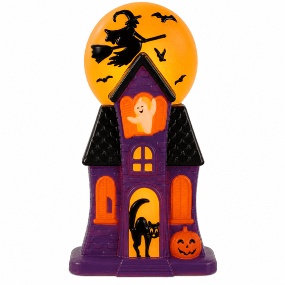 Summerween Haunted House Blow Mold Purple Decor, Halloween Lighted Display with Included C7 Bulbs for Lawn Porch Patio Entryway Living Room