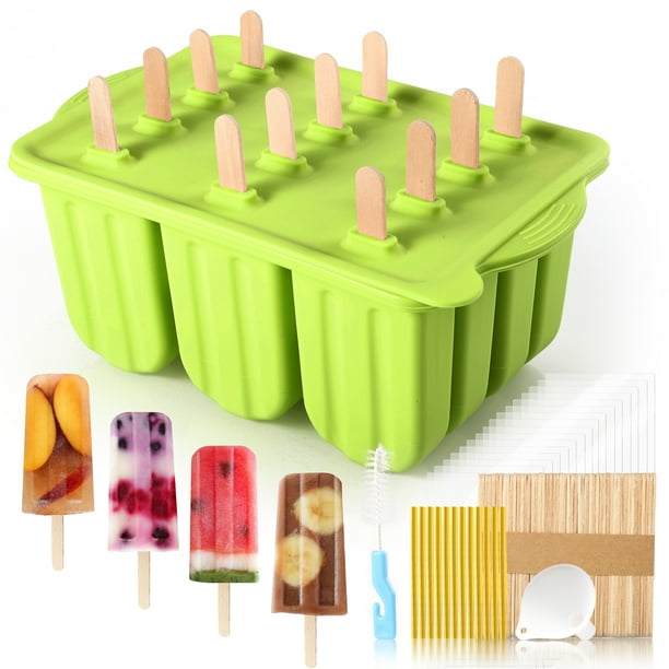 Popsicles Molds, 12 Cavities Silicone Popsicle Molds for Kids Adults Food Grade Popsicle Maker