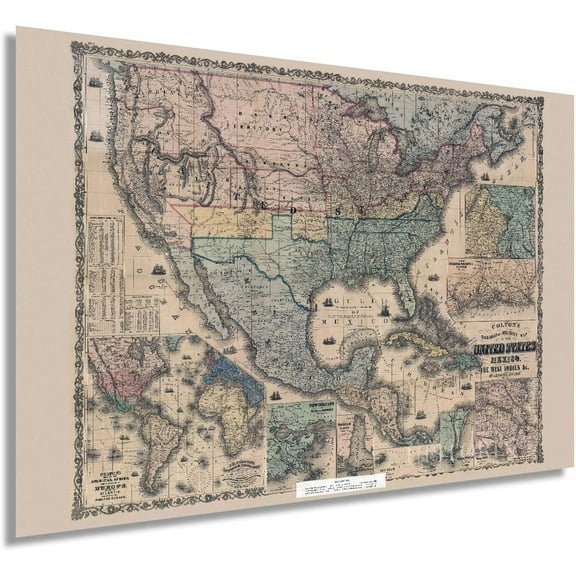 HISTORIX 1862 United States Railroad and Military Map Vintage Poster Wall Art Print, 24 x 36 Inch