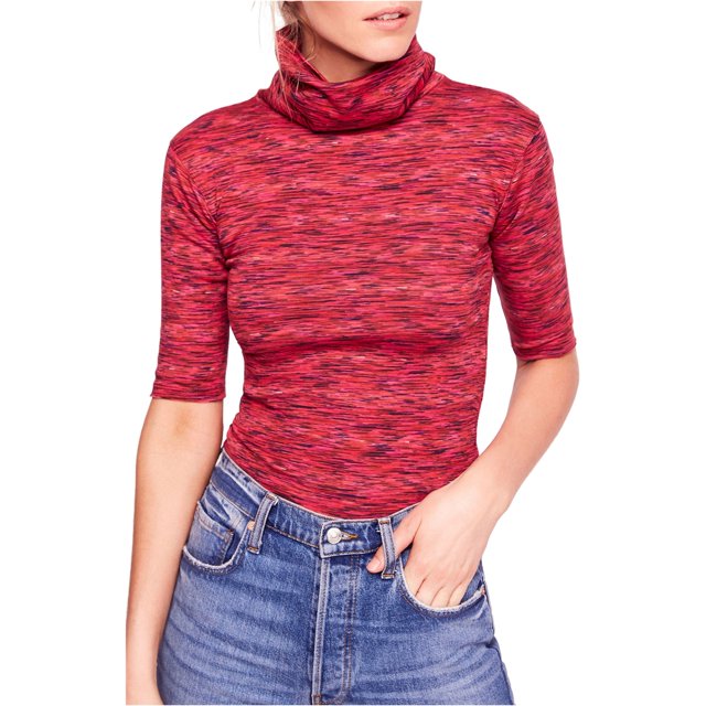 Free People Blusa de cuello alto teñida para mujer, rojo, mediano