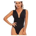 thumbnail image 1 of Traje de baño sin espalda de una pieza triangular de una pieza de color sólido para mujer, 1 of 4