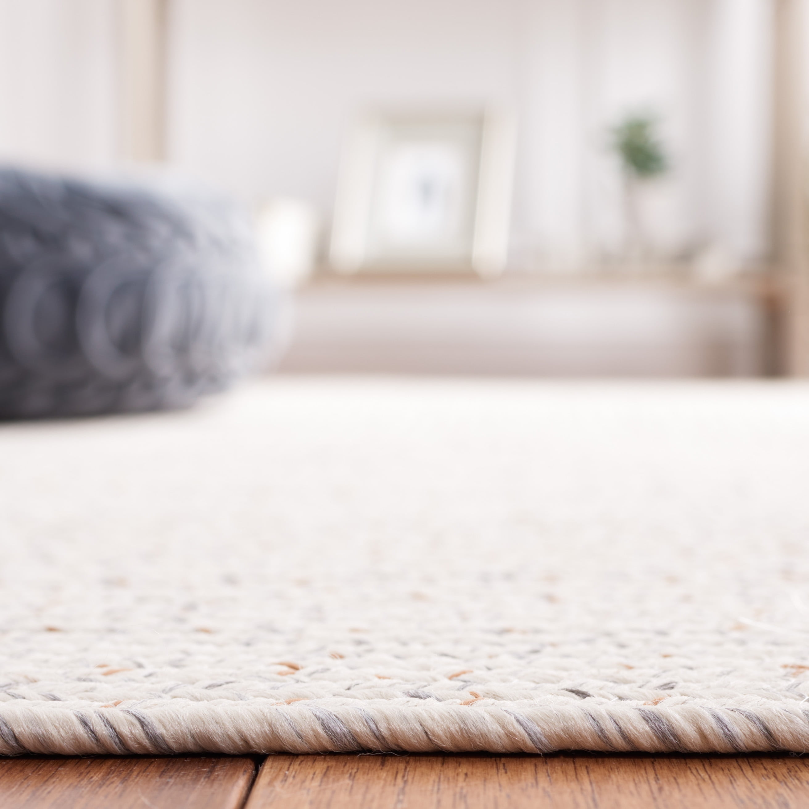 SAFAVIEH Braided Gino Distressed Machine Washable Reversible Area Rug, Ivory/Light Grey, 2' x 3'
