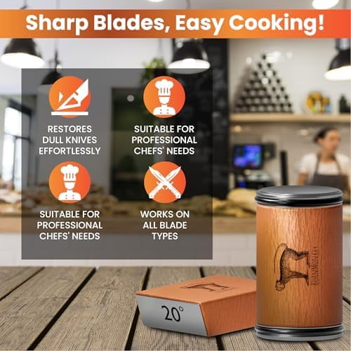 Rolling Knife Sharpener Kit - Magnetic Rolling Sharpener for Knives with 15 & 20 Degree Angles – Rolling Stone Pro Sharpener for Kitchen & Pocket Knives - Ideal Gift for Christmas.