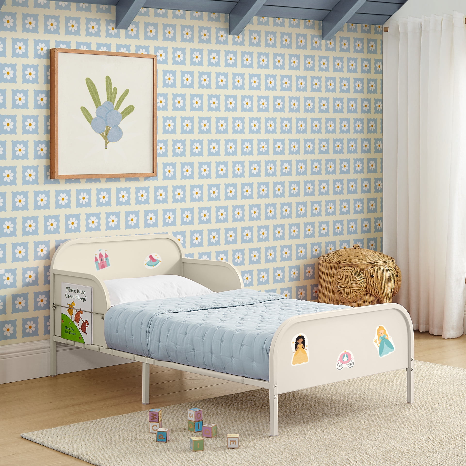 Delta Children Magic Magnet Toddler Bed with Customizable Magnets & Built-In Book Storage, Oatmeal