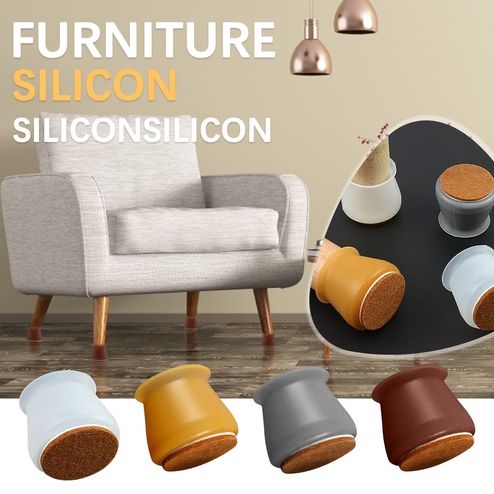 1PC Chair Leg Protector Cap Silicone w/Felt Protective Cover Furniture Leg Cap 