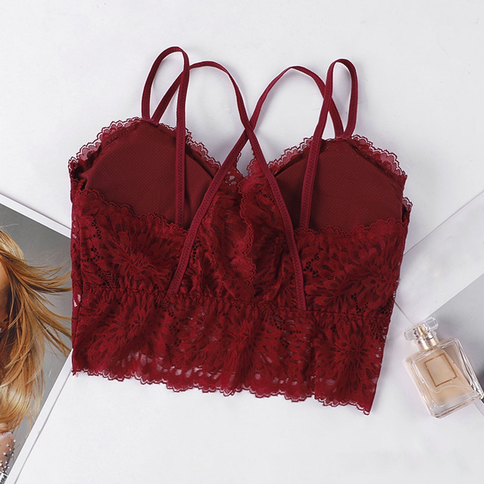 Hjlmsx Women's Sexy Lace Bralette Comfortable Spaghetti Strape