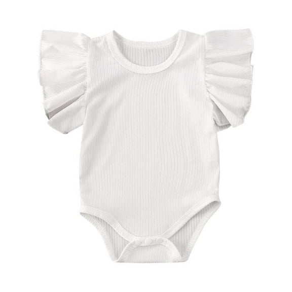 Bagilaanoe Newborn Baby Girl Boy Rompers Ruffle Short Sleeve Bodysuits 3M 6M 12M 18M Infant Casual One Piece Short Jumpsuit