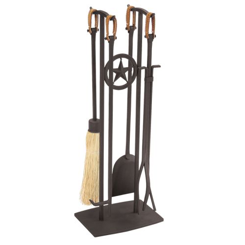 Pilgrim 18059 5 Piece Western Star Fireplace Tool Set Black