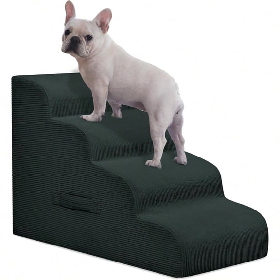 Dog Stairs Steps For High Bed 4 Steps Pet Steps For Small Dogs NonSlip Removable Washable Cover Ramp For Indoor Outdoor Car Couch Sofa Dark Gray