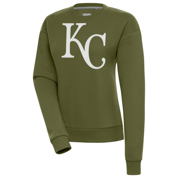 Women's Antigua Olive Kansas City Royals Victory Pullover Sweatshirt