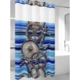 thumbnail image 2 of No Hook Shower Curtain with Snap-in Liner, Vintage Anchor Nautical Waterproof Fabric Bathroom Curtains, Coastal Blue Striped Bath Curtains & Mesh Top Window 54"x78", 2 of 9