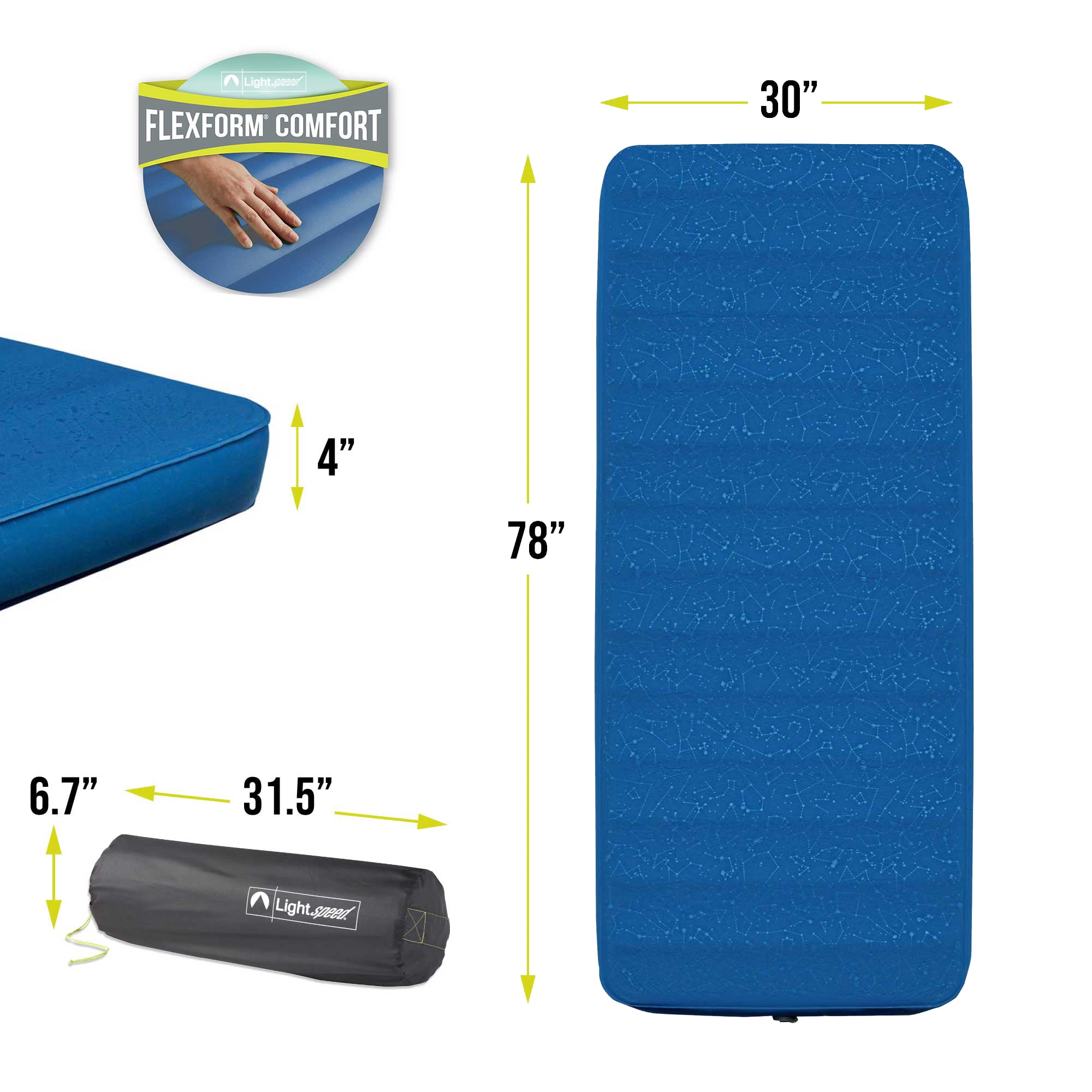 Lightspeed Outdoors ECO 3D Deluxe Flexform Sleep Pad Ultra-Soft Camping  Mattress Pad for Deluxe Sleep Experience Camping Self-Inflating Sleeping 