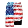 thumbnail image 4 of Vetsdori Linen 2 in 1 Swim Trunks for Men 4th of July Board Shorts Swimwear Pockets Summer Casual Elastic Waist,Independence Day Holiday Mens Shorts American Flag, 4 of 6