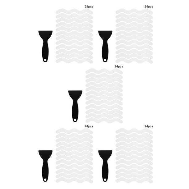 Naiovety 24 piezas en forma de S Anti tiras tiras de seguridad pegatinas de ducha autoadhesivas no cinta para bañera suelo de ducha con transparente 5piezas