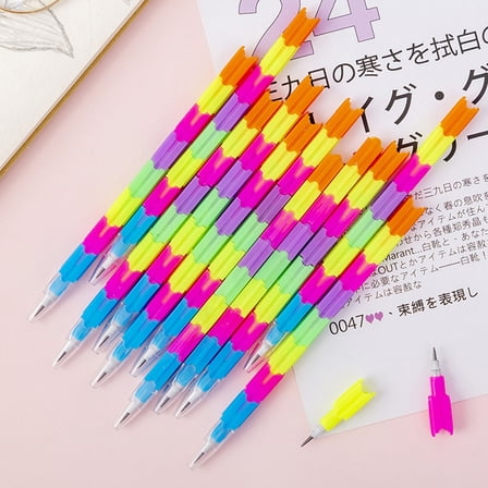 BESTYASH 20Pcs Creative Stackable Pencils Plastic Non Breakable Lead Smooth Writing Pencils