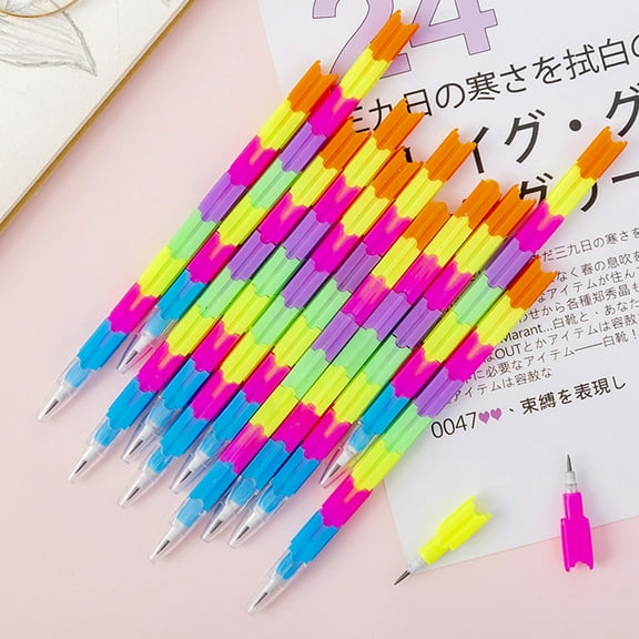 BESTYASH 20Pcs Creative Stackable Pencils Plastic Non Breakable Lead Smooth Writing Pencils