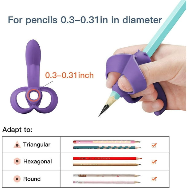 Guide des doigts pour enfants, 8 Pcs Poignées de crayon en silicone,  Poignée d'aide à l'écriture, Poignée de crayon