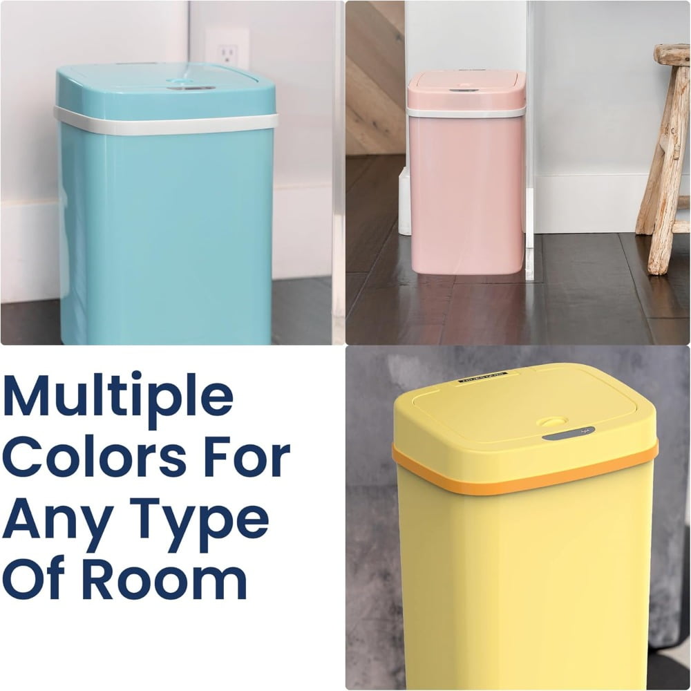 NPT-16-1 Automatic Touchless Motion Sensor Diaper Disposal Trash Can with lid, 4.2 gallon/16 L, Pink, Plastic
