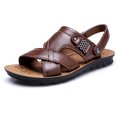 thumbnail image 4 of Puntoco Men Sandals Clearance,Men'S Breathable Leather Beach Sandals Shoes Slides Outdoor Slippers Brown, 4 of 8