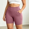 thumbnail image 2 of xfsWaSs Biker Shorts with Pockets Women Soft High Waist Workout Yoga Shorts Comfort Athletic Shorts for Running Gym Tennis Plus Size, 2 of 5